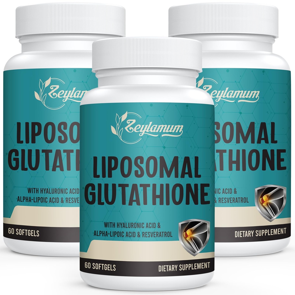 2400 MG Liposomal Glutathione Softgels, Max Absorption, Active Form L-Glutathione Ridotto (GSH), con Acido Ialuronico, Resveratrolo, Antiossidanti Master per Detox, Cervello, Immune System, 180 Softgels
