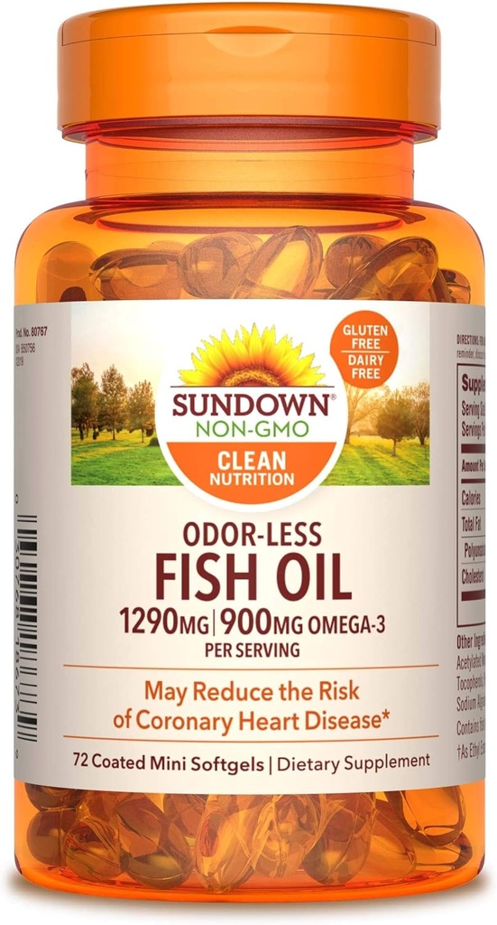 Sundown Fish Oil, 72 Mini Softgels rivestiti