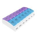 Ezy Dose Settimanale (7-giorno) AM/PM Pill Organizer, Vitamin and Medicine Box, Small Pop-out Compartments, 2 volte al giorno, Blue and Purple Lids