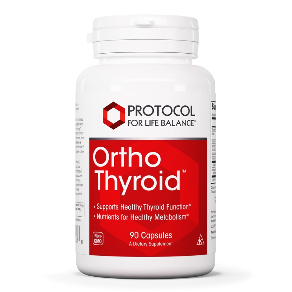 Protocol Ortho Thyroid - Supporta la funzione tiroide sana* - con Ashwagandha, Zinc & Selenium - Non-GMO & Kosher - 90 capsule di veg