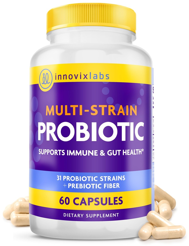 InnovixLabs Multi Strain Probiotics for Women & Men - Integratore Probiotico - 50 miliardi di CFU - Salute Gut, Supporto Immune, Digestione, Lactobacillus Acidophilus, Prebiotici e Probiotici, 60 capsule