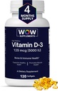 Integratori WOW Vitamina D3 5000 IU Softgels, 125 mcg - Vitamina D3 5000IU Supplemento per ossa forti e supporto immunitario - Non OGM, Vitamina senza glutine D 5000 IU - VIT D3 5000 IU Softgels - 120 Count