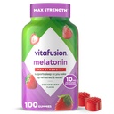 Vitafusion Max Strength 10 mg Melatonin Gummies, Fragola aromatizzata, Adulto Melatonin Gummy Vitamin Supplement, 100 Conte, 50 giorni di alimentazione
