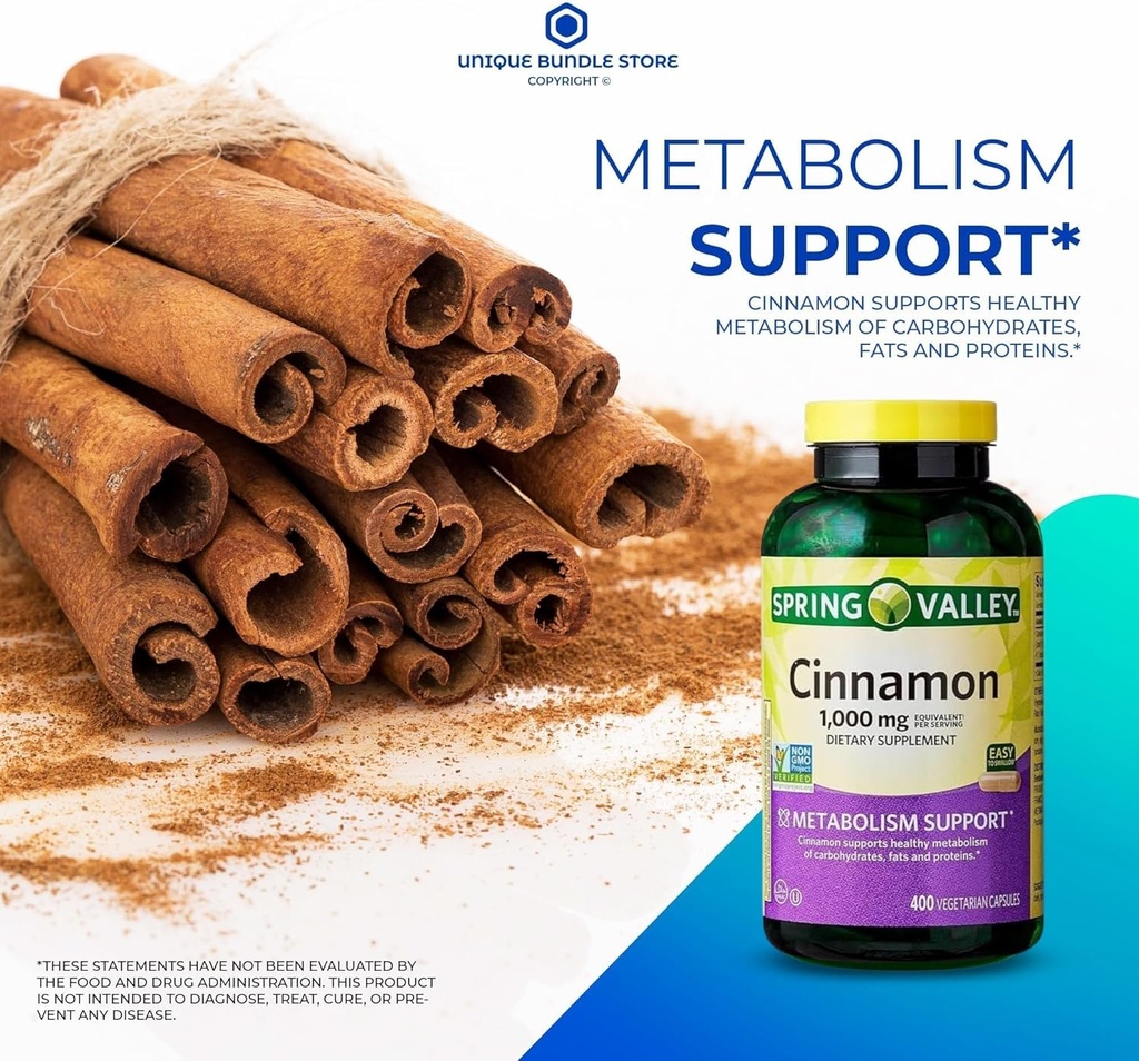 Unique Bundle Store Cinnamon 1000 mg, 400 capsule - supporto alimentare vegetariano (Pack of 1)