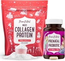 Mama Natural Pronatal Probiotic & Multi Collagen Protein Bundle - 25 miliardi di CFU & 11g idrolizzato Peptidi di collagene per la gravidanza, capelli, pelle, chiodi e supporto sanitario digestivo