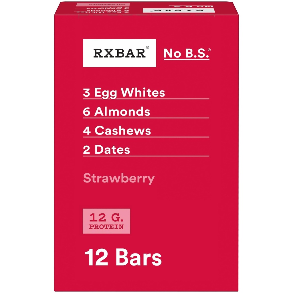 Barre proteiche RXBAR, proteine 12g, snack senza glutine, fragola, scatola di 22oz (12 bar)
