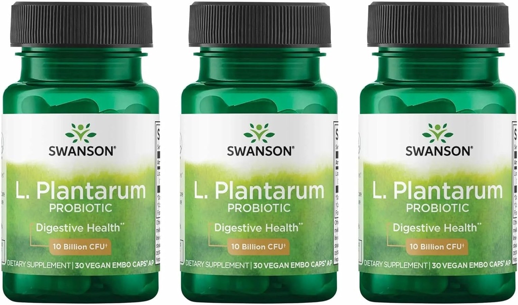 Swanson L. Plantarum - Integratore Digestivo Promuovere la Regolarità di Equilibrio Gastrointestinale & Bowel - Formula naturale per aiutare a ridurre il Bloating - (30 capsule di verdure) 3 Pack