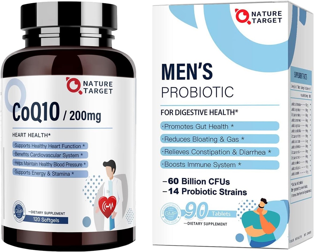 Probiotici per uomini 60 miliardi di CFU14 Strains & CoQ10 200mg Softgels con antiossidante PQQ per la produzione di calore e di energia
