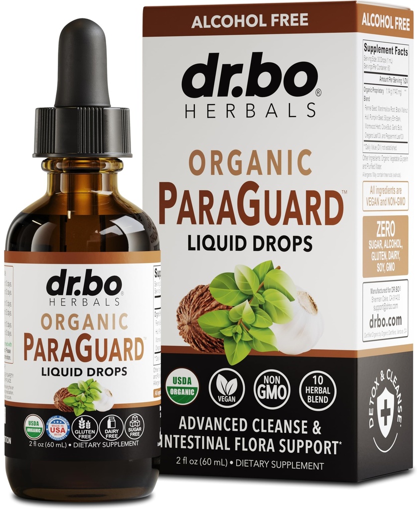ParaGuard Cleanse Liquid Organic Detox - Organic Intestinal Guard Formula Supplemento per gli esseri umani con Black Walnut Wormwood Clove & Oregano Tincture - Natural Herbal Intestine Body Gut Cleanser 2 oz