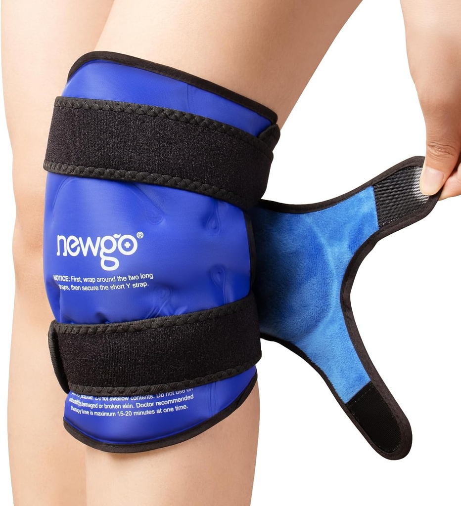 Pacchetto ghiaccio NEWGO per le lesioni del ginocchio riutilizzabile, pacchetto di ghiaccio del ginocchio intorno a interi denti per il recupero della chirurgia di sostituzione, pacchetto freddo del gel per lacrima di Meniscus, ACL, sollievo del dolore di gonfiaggio - blu