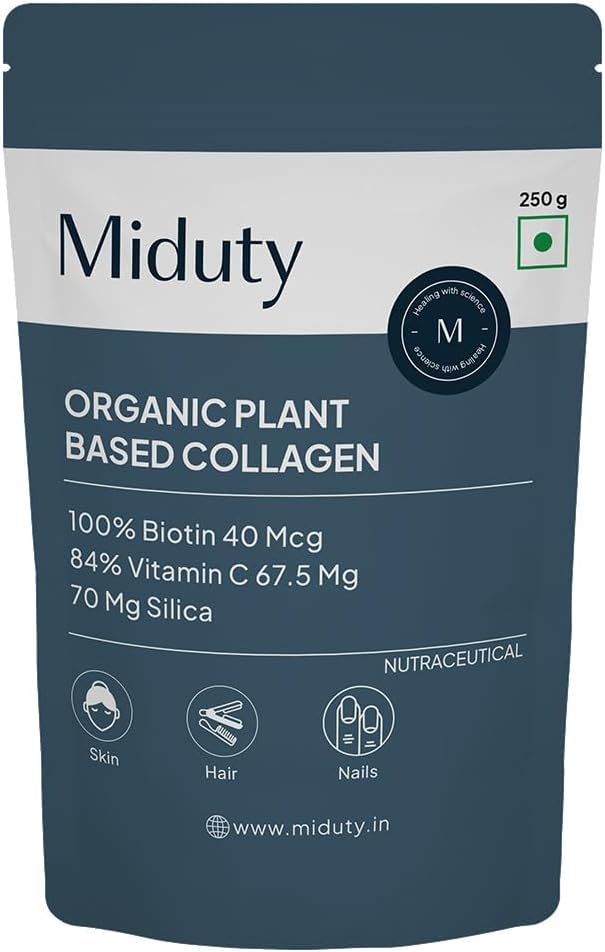 Polvere di collagene organica generica, supplemento di collagene, pelle, capelli e unghie, formula di nourshing della pelle, collagene basato sulle piante, pacchetto di polvere di collagene organico - 250gm