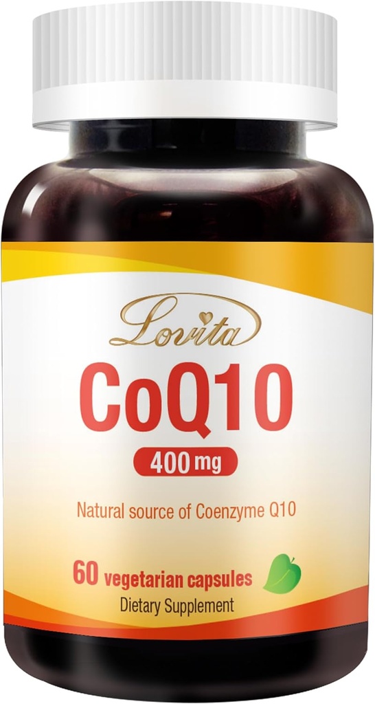 Lovita CoQ10 400mg Integratori | Easliy Absorbed Coenzyme Q10 Polvere | Antiossidante Co Q10 Enzyme | Support Heart Health | Vegan | 60 capsule