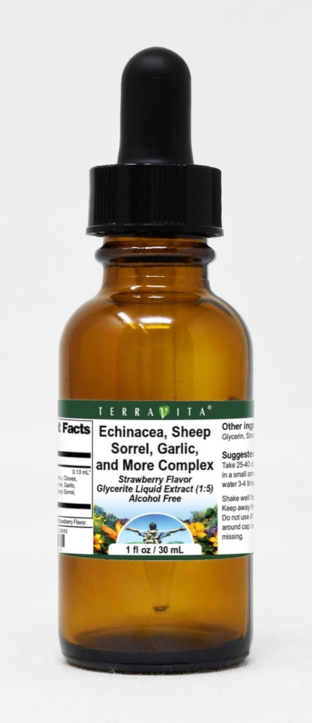 Terravita Echinacea, Pecora Sorrel, Aglio e Più Complesso Glycerite Liquid Extract (1:5) - Aroma di fragola (1 oz, ZIN: 523692)