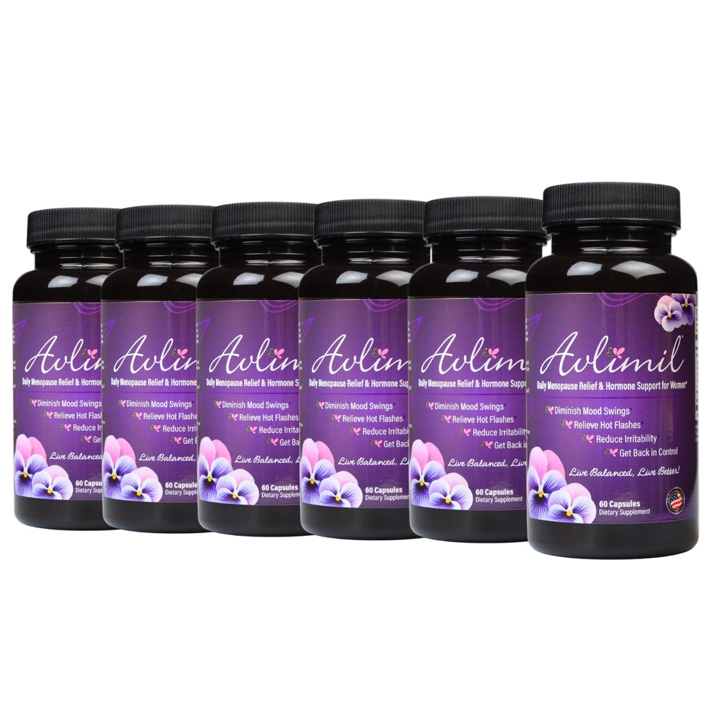 Equilibrio dell'ormone e menopausa | Rilievo da mood Swings, Hot Flashes, Night Sweats & Irritability - Isoflavones, Black Cohosh, Raspberry, Valerian, Sage, Red Clover, Lemon Balm - 60 Count (6)