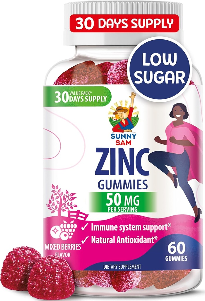 Gummie di zinco per adulti - pancia masticabile di zinco per il supporto immunitario - potente antiossidante naturale supplemento non OGM per bambini donna adulti