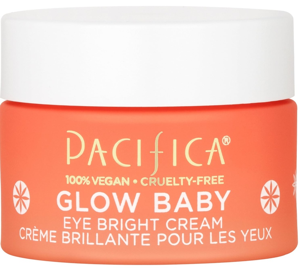 Pacifica Glow Baby Brightening Eye Cream – Vitamina C Under Eye Cream per Dark Circles & Puffiness, Caffeine-Infused Eye Brightener per Tired Eyes Fragrance-Free 0.5 oz Clean Vegan Dermatologist Tested