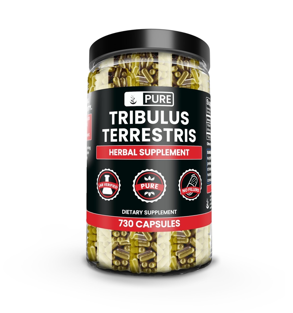 Ingredienti originali puri Tribulus Terrestris, Senza Magnesio o Filler di Riso, Sempre Pure, Lab Verified (730 Capsule)