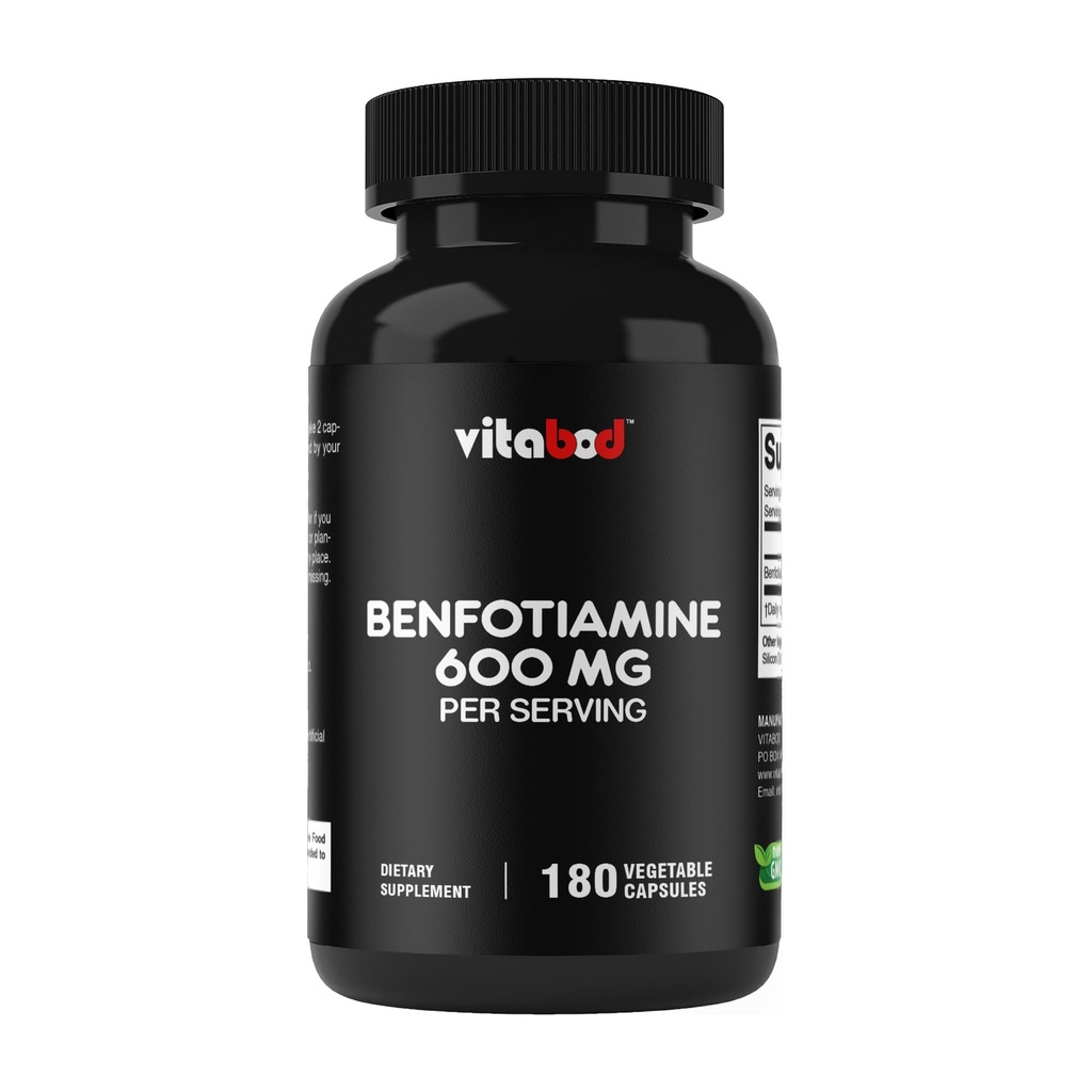 Benfotiamine 600mg – 180 capsule vegetariane – Supplemento vitamina B1 liposolubile