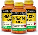 MASON Niacin NATURAL 500 mg Senza Flush, Supporta la salute del cuore, Nervous System & Energy Production, 60 capsule, Confezione da 3