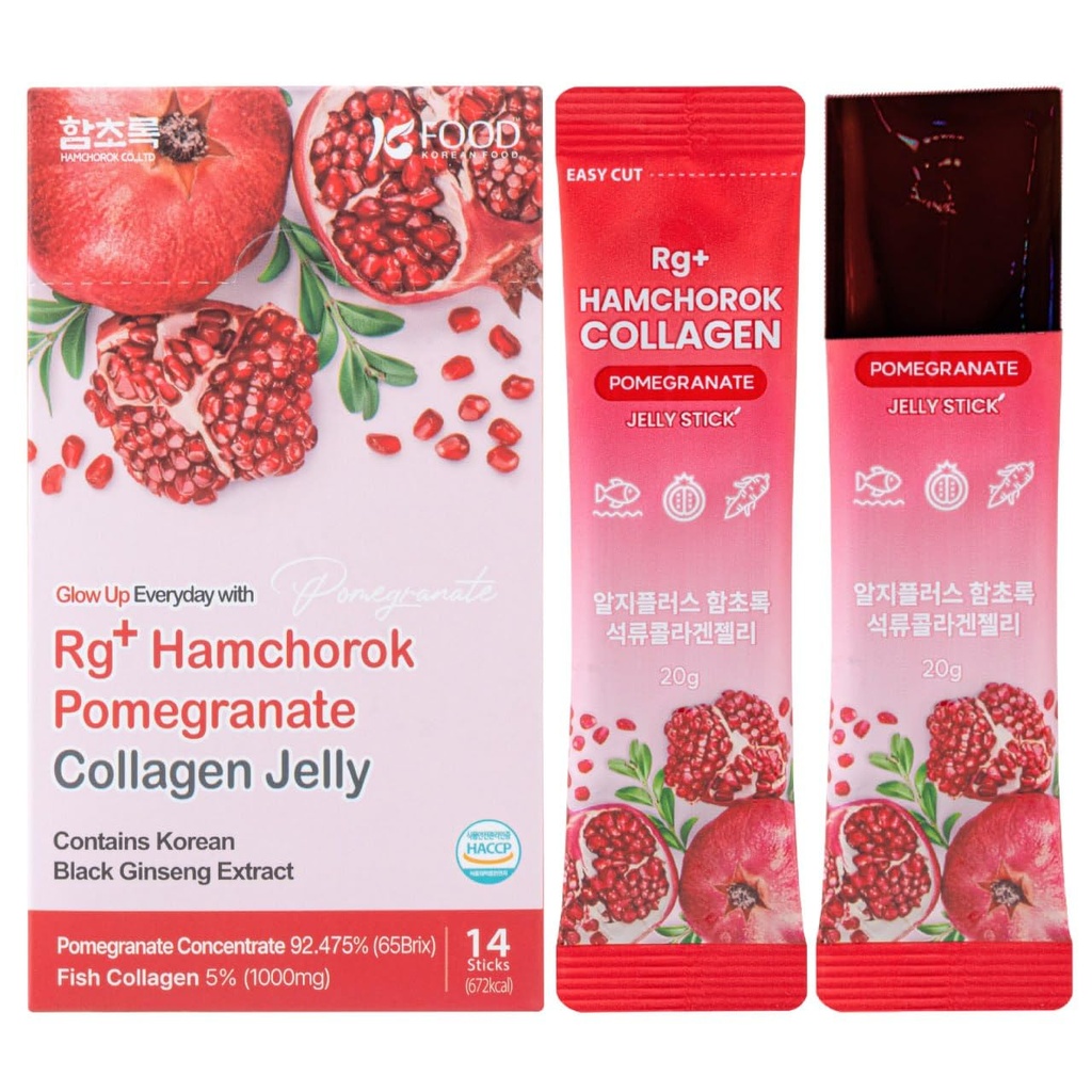 Rg+ Melgranato Collagen Jelly(20gx14stick) / Anti-Ageing Korean-Beauty /360DA Marine Collagen +Vitamin C&E Ginseng Concentrato per Supporto Immune, Pelle, Capelli, Unghie e Giunti (14)