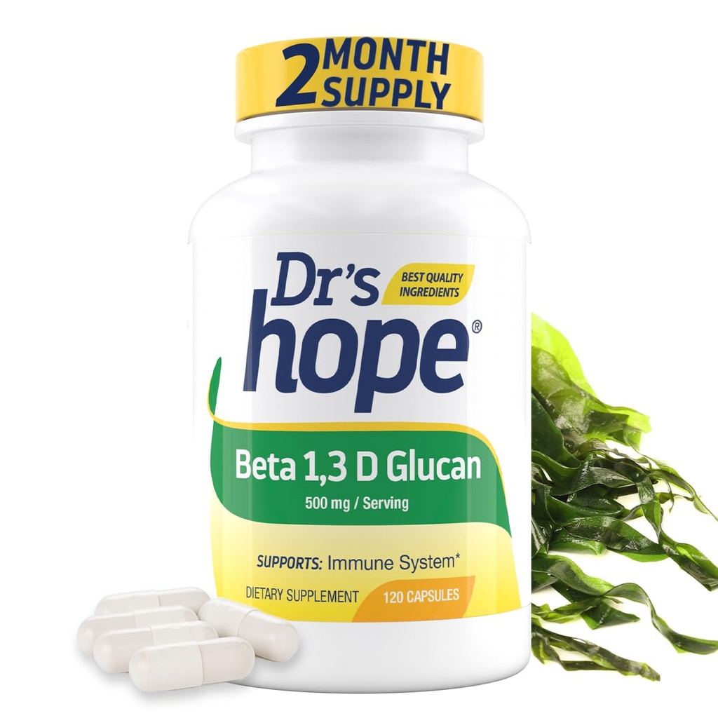 Beta 1,3D Glucan 500mg 120 capsule, Beta Glucan Immune Support Supplemento promuove livelli di energia sana, aumentare il metabolismo e un buon supporto del sistema immunitario, fatto negli Stati Uniti