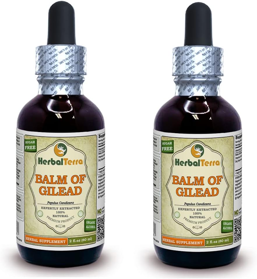 Balm Of Gilead (Populus candicans) Tintura, Organic Dried Buds Liquid Extract (Brand name: HerbalTerra, Proudly made in USA) 2x2 fl.oz (2x60 ml)