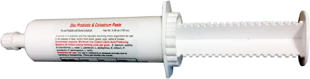Doc Probiotics 80cc Colostrum Paste Prebiotics e Live Micro Incapsulated Probiotics Goats, Cows, Cavalli Sheep, Pigs, Deer