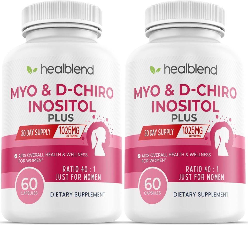 Myo & D-Chiro Inositol Plus Integratore Blend, Equilibrio ormonale, Ovulazione sana & Supporto benessere generale per le donne, fertilità e salute della gravidanza (2 pacchetto)