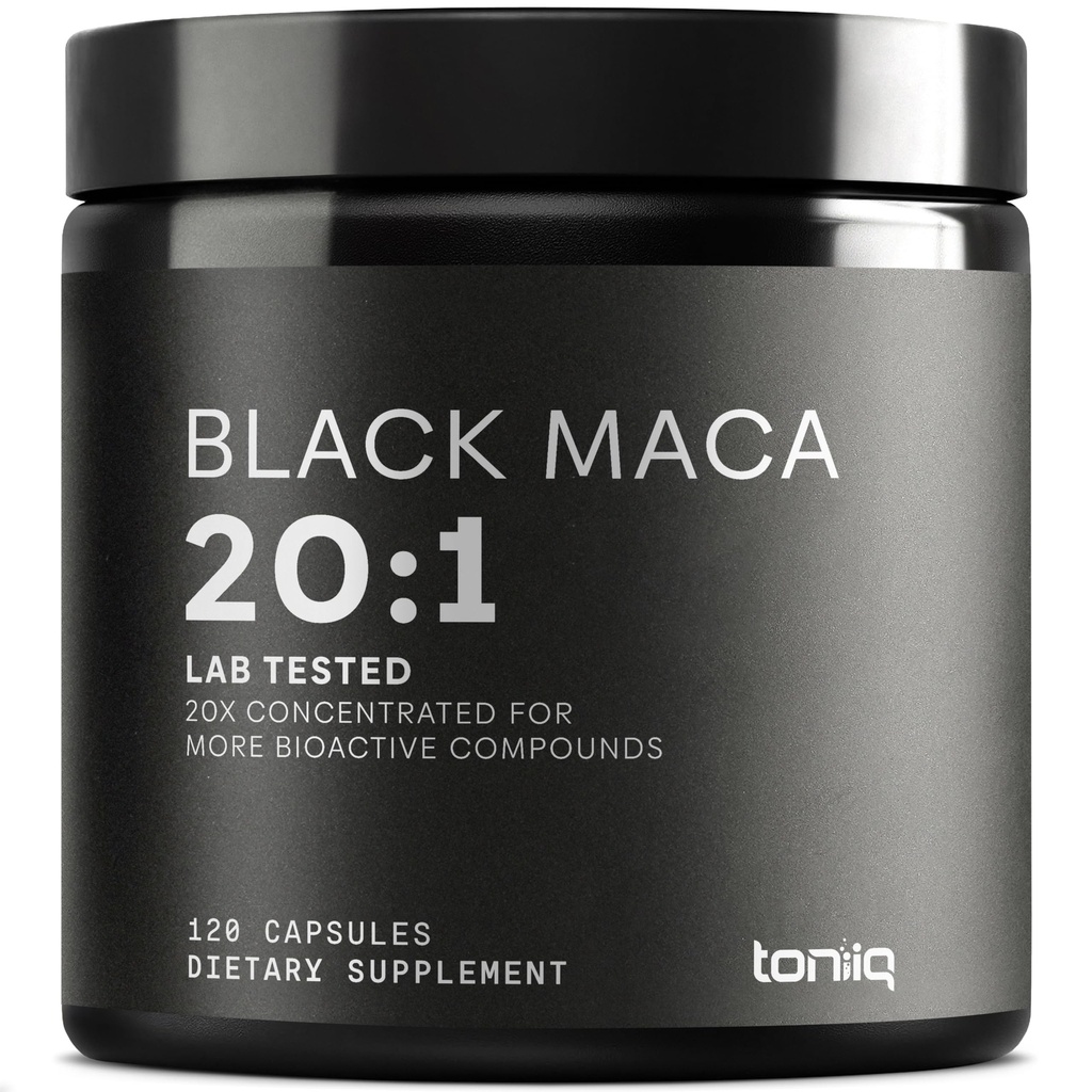 Radice di Maca Nera - Estratto di Ultra High Potency 20:1 - Singola origine, Wildcrafted & Highly Concentrated - Laboratorio di terze parti testato - 120 capsule