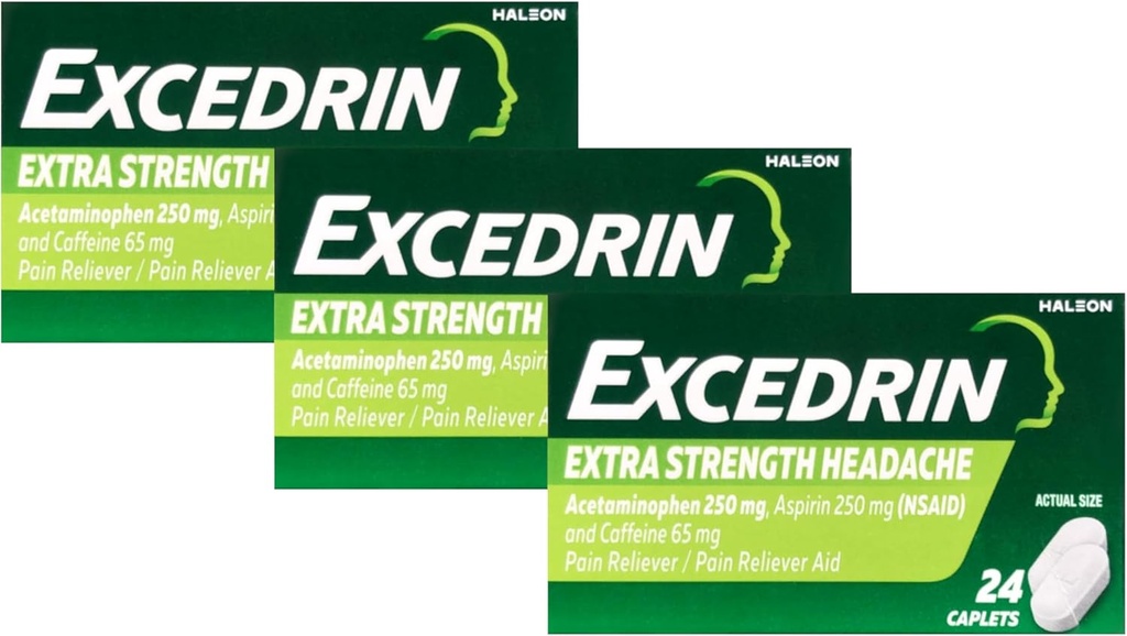 Capelli di sollievo del dolore di Excedrin, resistenza extra 24 Ea (pacchetto di 3)
