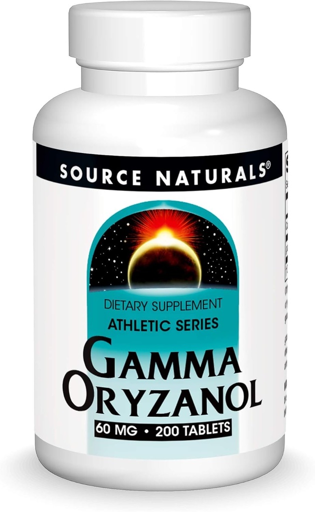 Fonte Naturals Gamma Oryzanol, Serie Atletica Integratore alimentare Adatto per Vegetariani, 60 MG - 200 compresse