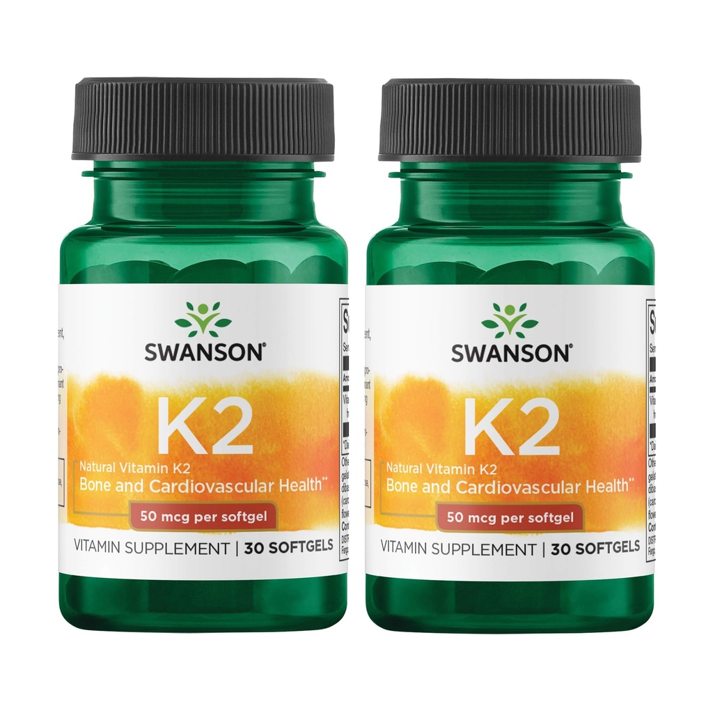 Swanson Natural Vitamin K2 (Menaquinone-7 da Natto) 50 mcg 30 Sgels (2 Confezione)