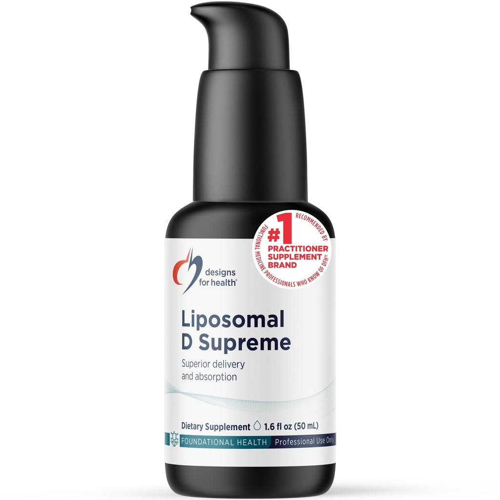 Design per la salute Liposomal D Supreme Vitamin D Liquid - 2500 IU Vitamin D3 + Vitamina K (K1 + K2) - Liposomi per l'assorbimento superiore - Supplemento non OGM (100 Serve / 1.7oz)