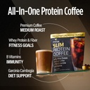 VitaCup Slim Protein Coffee Shake for Diet Support, Caffè istantaneo w/Whey Protein Powder, B Vitamins & Fiber, Dietitian Sviluppato per Prestazioni e Gusto, Fai come caffè freddo o Shake, 20 Serve