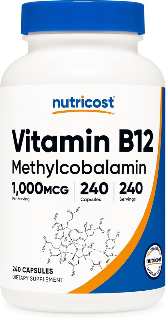 Nutricost Vitamina B12 (metilcobalamina) 1000mcg, 240 Capsule - Vegetariano, Non OGM & Gluten Free B12 Supplemento