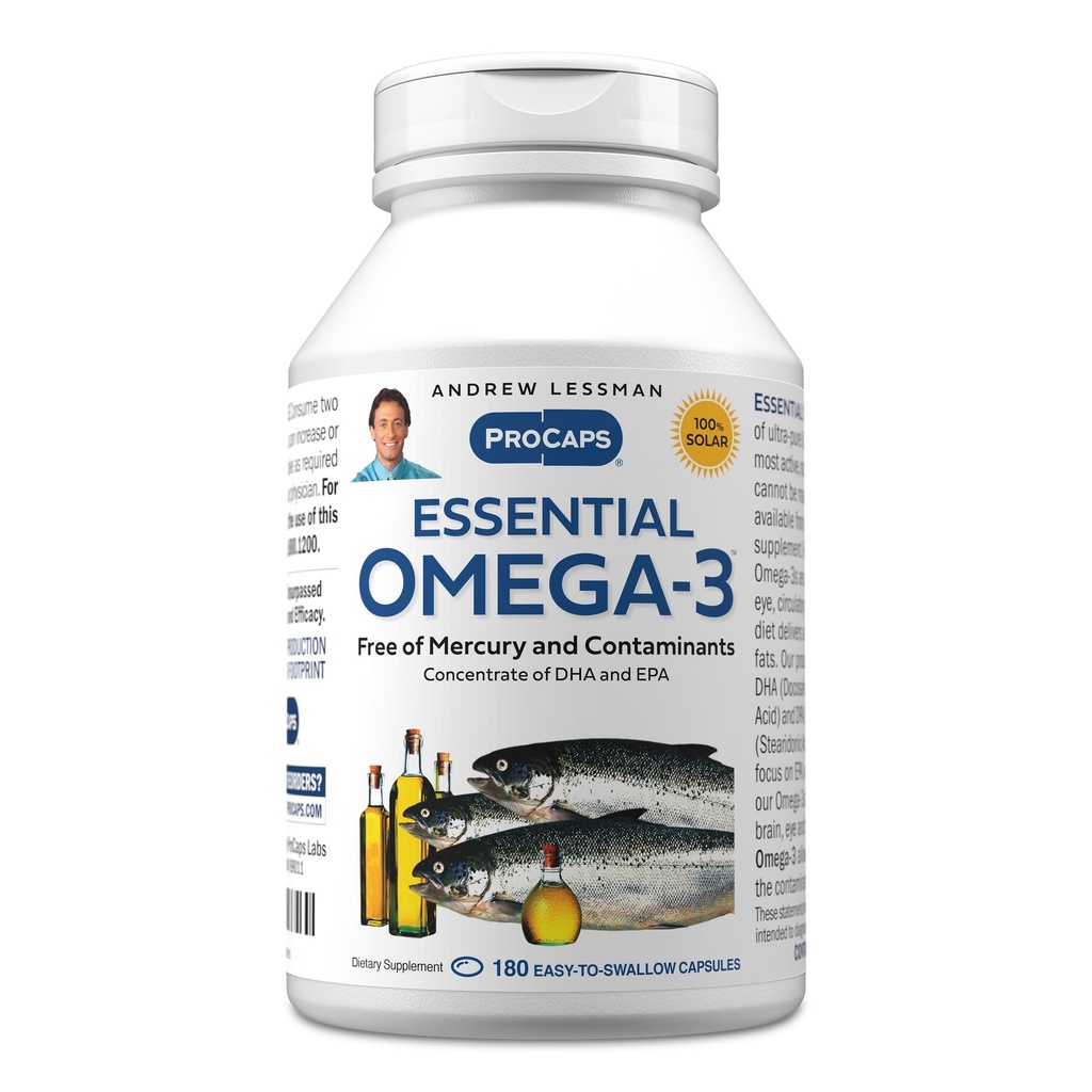 ANDREW LESSMAN Essential Omega-3 non aromaed - 180 Softgels - Ultra-Pure, olio Omega-3 ad alta potenza. Alte DHA, No Stomach Upset, No Contaminants, No Mercury. Piccolo Facile da ingoiare Softgels