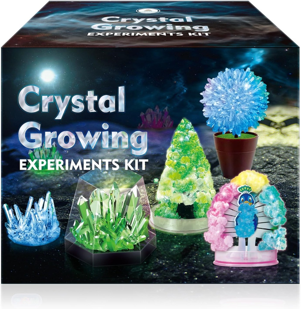 UNGLINGA Crystal Growing Experiment Science Kits for Kids, S.T.E.M Progetti Imparare Giocattoli Educativi Idee Regali per Ragazzi Ragazze, Crescere 5 Cristalli Vibranti Fare Kit