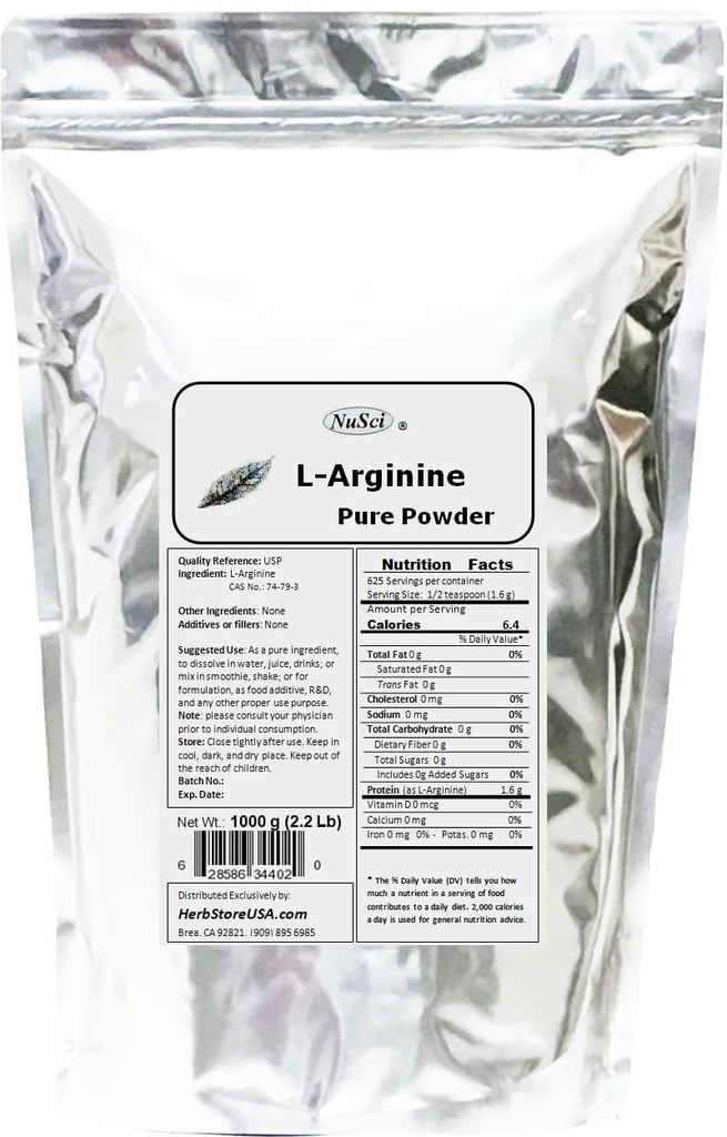L-Arginina Polvere pura forma di base (1000 Grammi (2.2 lb))