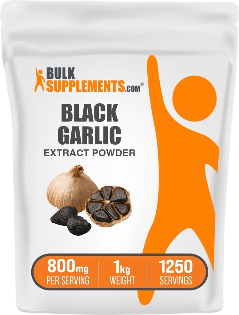 BulkSupplements.com Polvere di estratto di aglio nero - Estratto di aglio invecchiato, Supplemento di erbe - Vegan & Gluten Free, 800mg per porzione, 1kg (2.2 lbs) (Pack of 1)