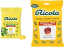 Ricola Sugar Free Lemon Mint Herbal Cough Suppressant Gocce di gola, 105ct Bag & Original Natural Herb Cough Suppressant Gocce di gola, 45 gocce, Combattimenti Tosse Naturalmente