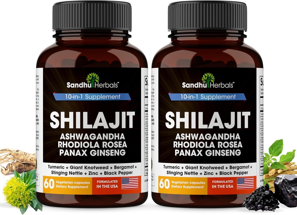 Shilajit Pure Himalayan per uomini e donne | 120 capsule con Ashwagandha | High Potency and Energy Supplement | Migliore assorbimento di Gummies | For Extra Power and Stamina | Combo con Sea Moss
