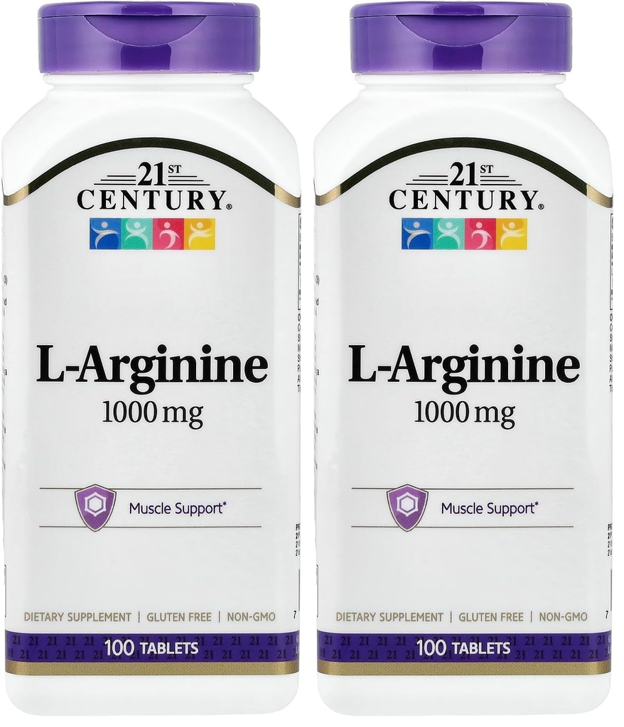 21 ° secolo L-Arginina 1000mg, massima resistenza 100 ea (pacchetto di 2)