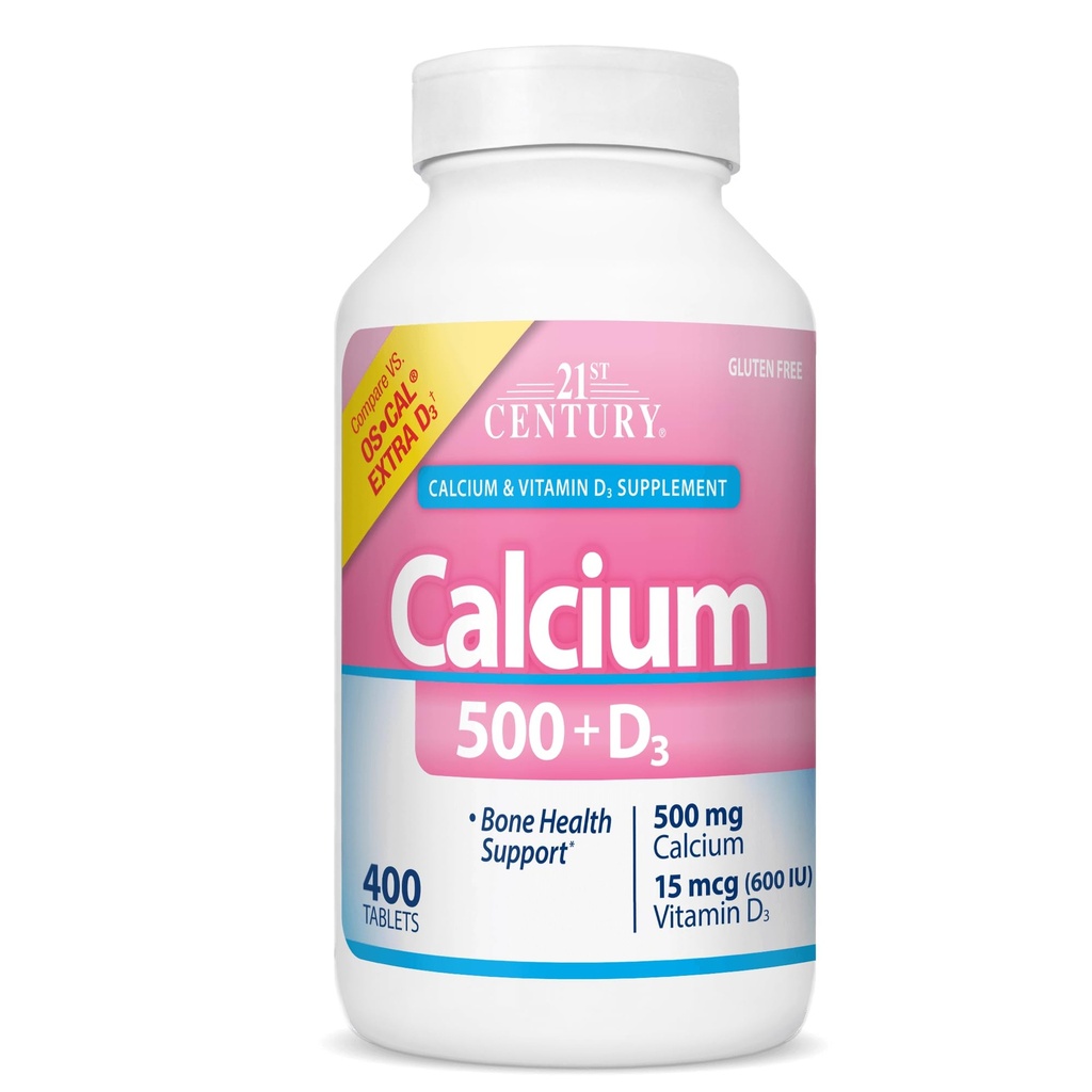 21st Century Vitamins Calcium 500 Plus Extra D Caplets, 400 Conte