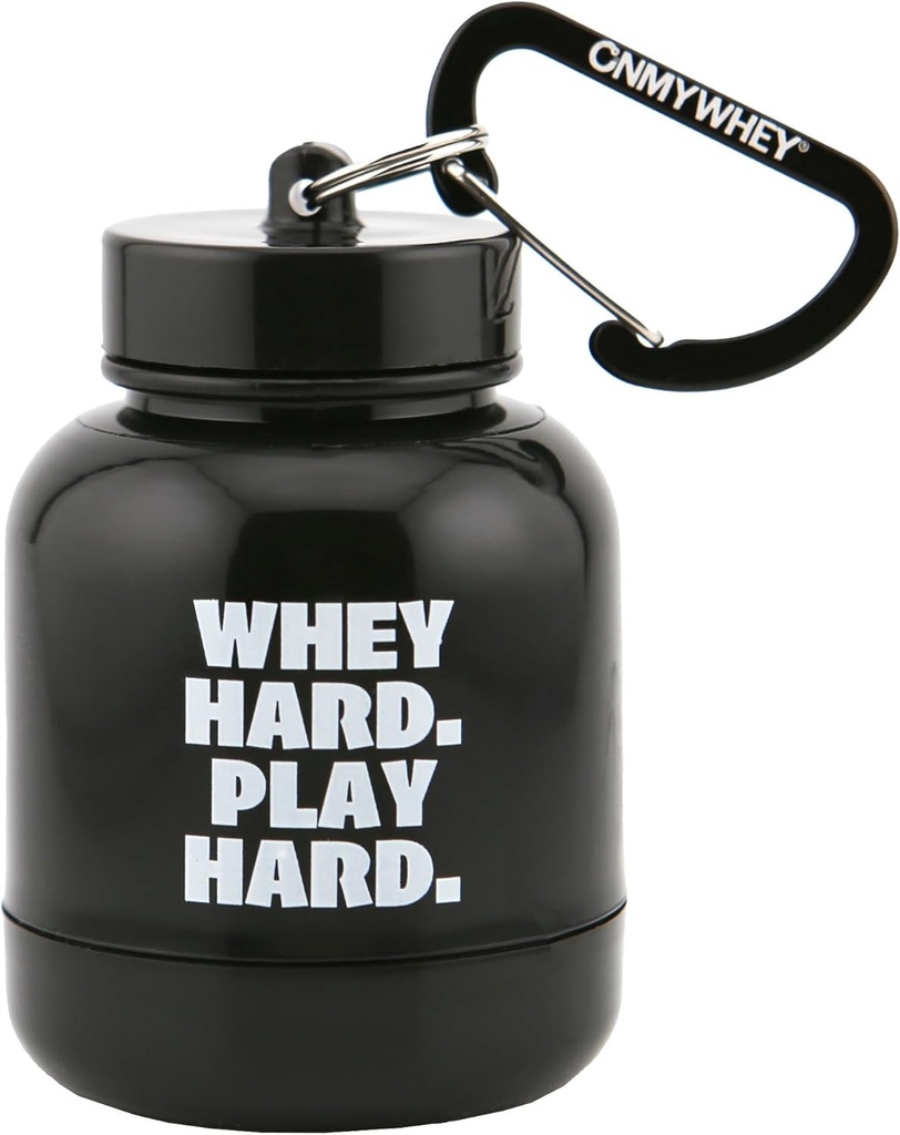 ONMYWHEY - Protein Powder & Supplement Funnel Keychain, Portable To-Go Container for The Gym, Workouts, Fitness, & Travel - TSA approvato, Whey Hard Play Hard