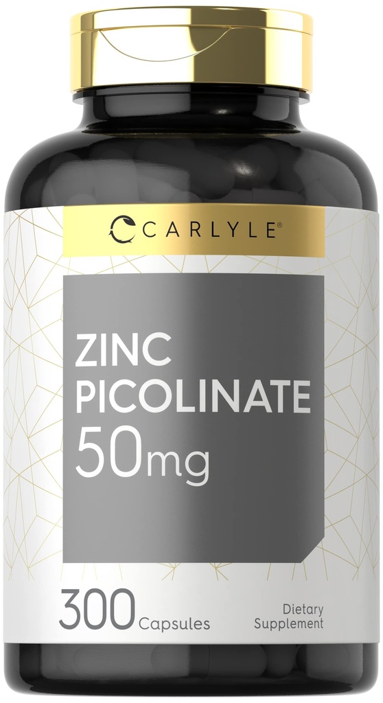 Carlyle Zinc Picolinate 50mg | 300 capsule | Non OGM e Gluten Supplemento gratuito