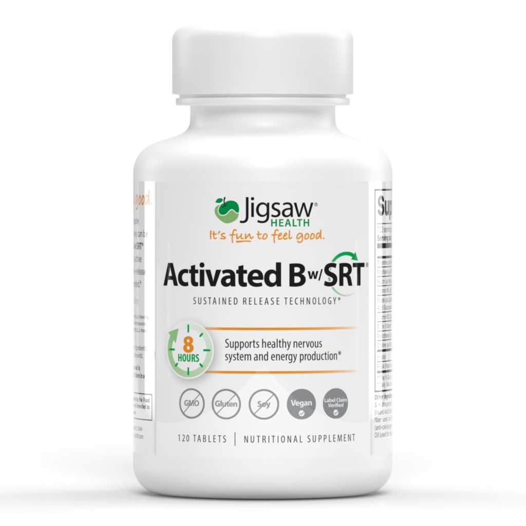 Jigsaw Health attivato B w/SRT | Supporta il sistema nervoso sano e la produzione di energia | 120 compresse