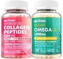 Pillole di peptidi di collagene idrolizzato + Vegan Omega 3 Supplemento con vitamina D3 K2