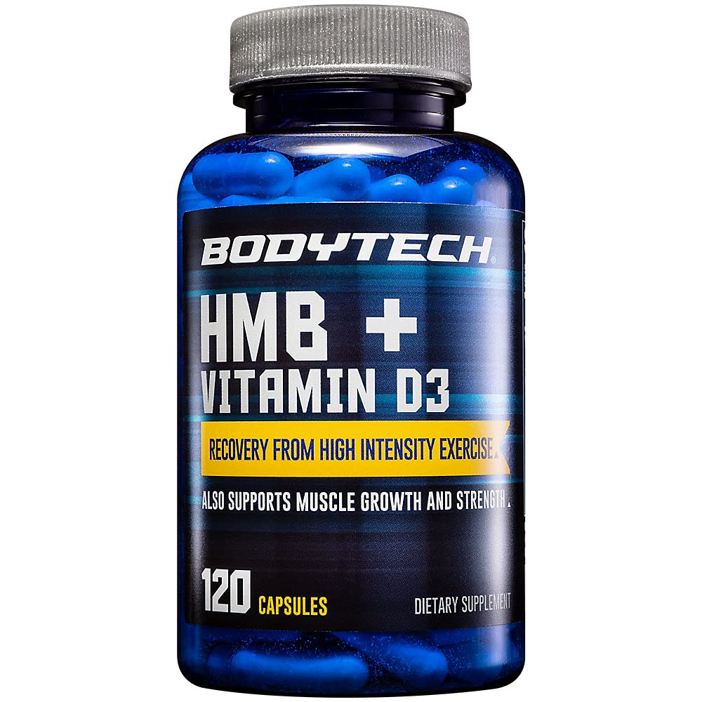 BODYTECH HMB + Vitamina D3 - Supporta la crescita e la resistenza del muscolo (120 capsule vegetali)
