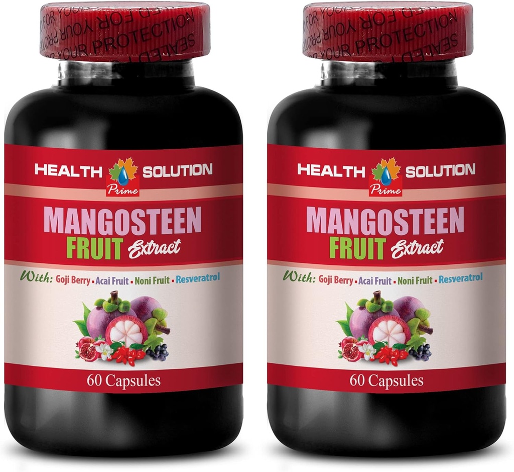 capsule di mangosteen - MANGOSTEEN FRUIT EXTRACT COMPLEX CON RESVERATROL, ACAI FRUIT, POMEGRANATE, NONI FRUIT, GOJI BERRY - Vitamine di melograno per la memoria - supplemento di resveratrolo - 2 Bottiglie 120 Cap
