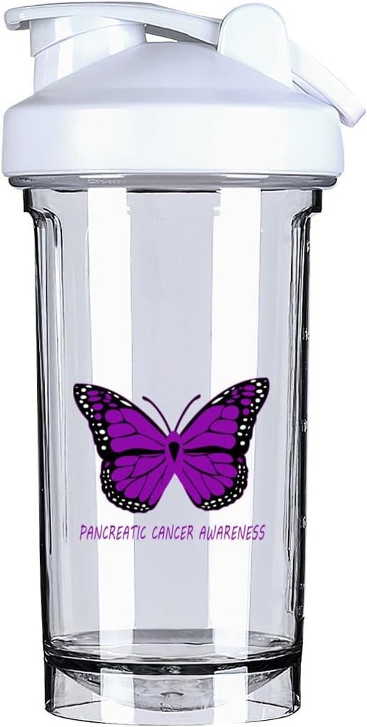 Pancreatic Cancer Awareness 18 Ounce Shaker Bottiglia Bere Mixer Leak-proof Pre Workout Protein Shakes Meal Sostituzione Shakes Bottiglie 500ML/18 Oz White&-1&-1
